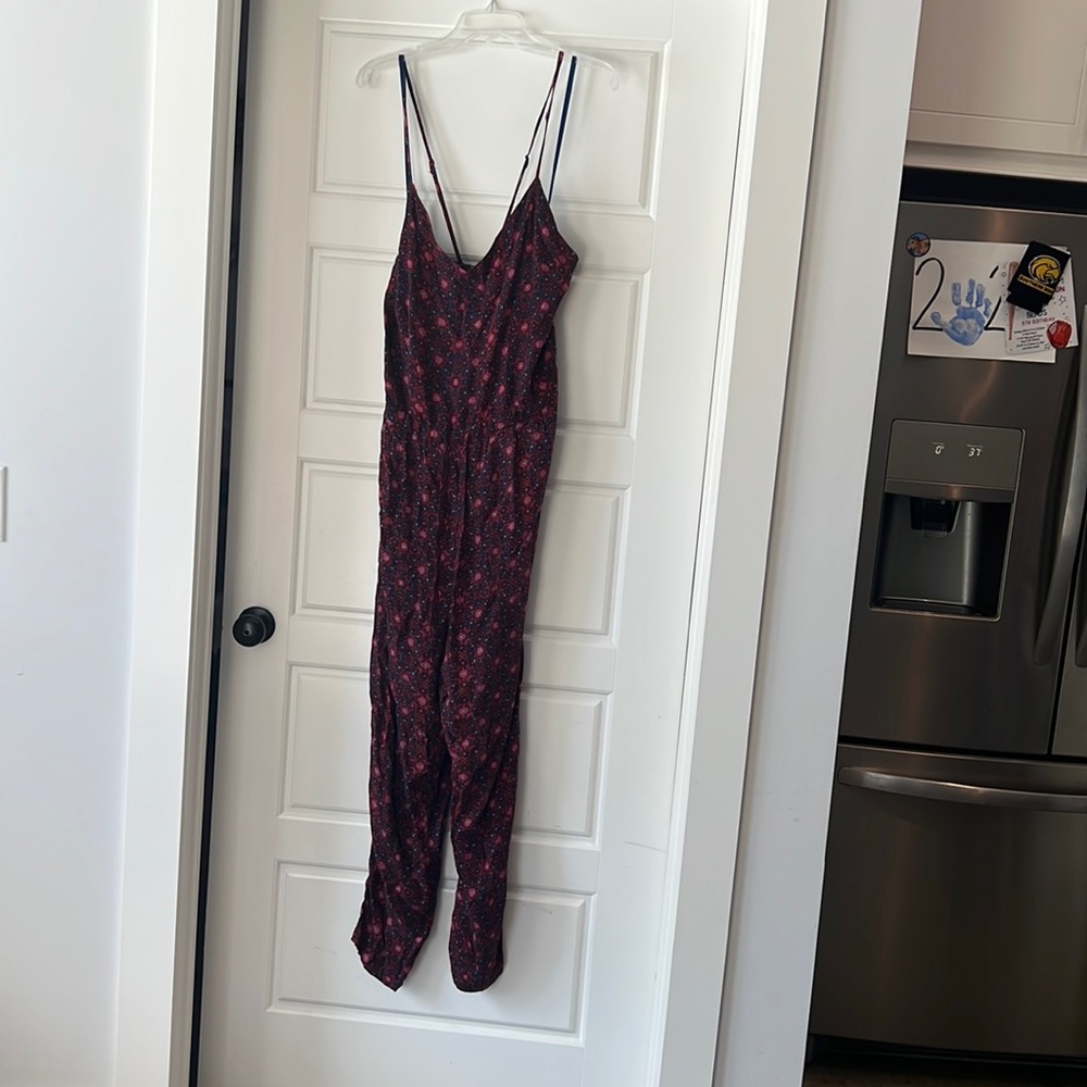 Free People Criss Cross Back Floral Jumpsuit